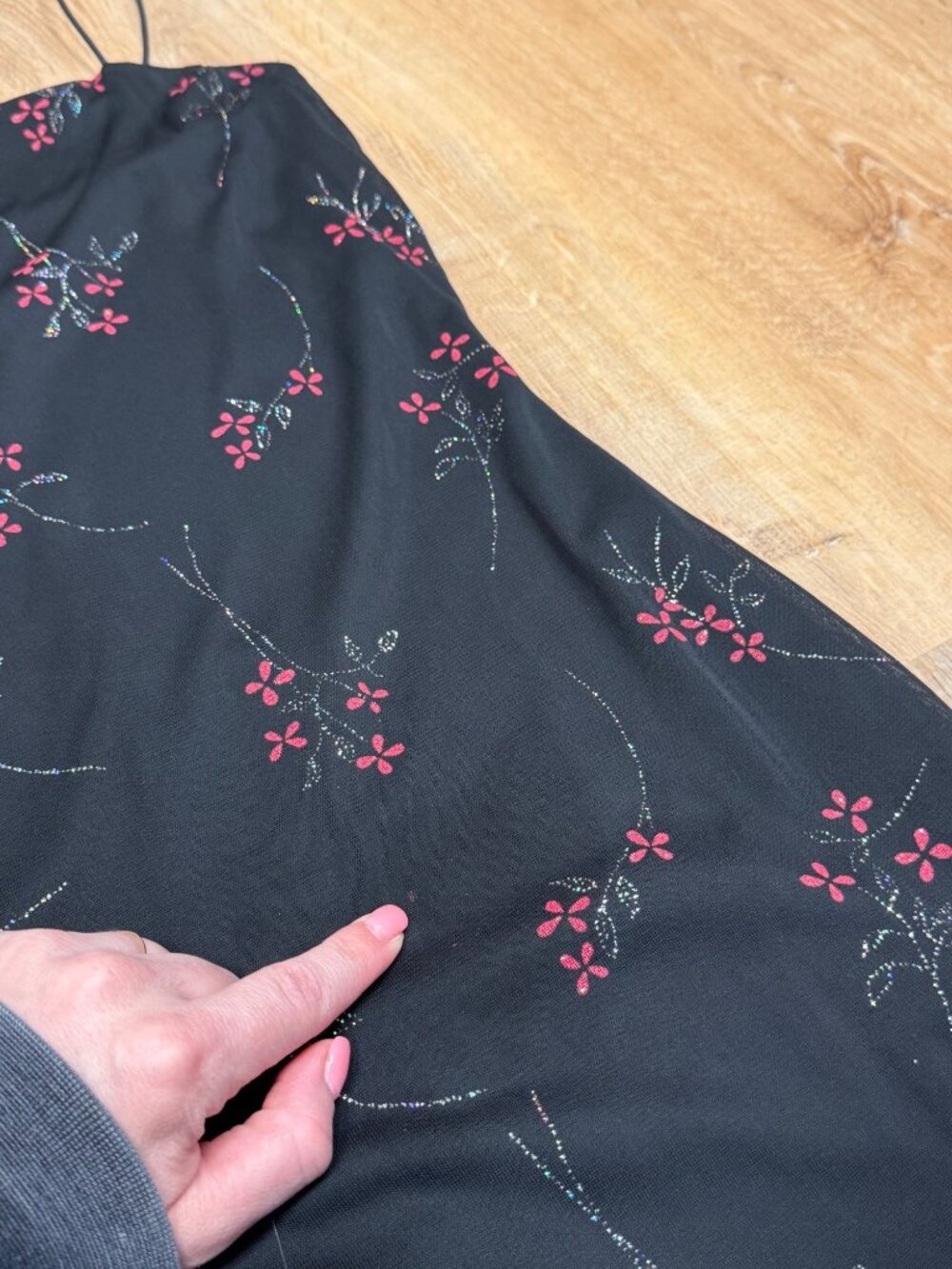 Vintage Y2K Byer Too California Black Floral Slip Dress Womens M Spaghetti Strap - Picture 8 of 8